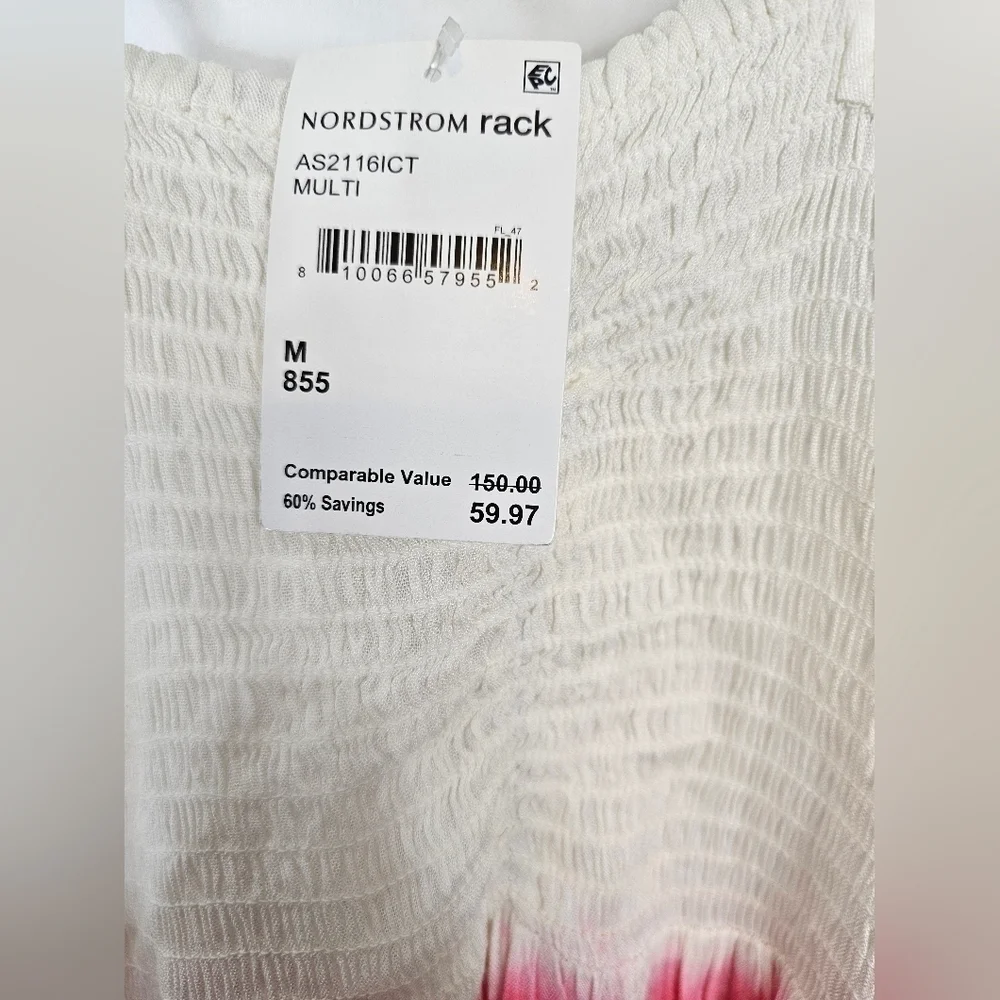 AREA Stars Bella dip-dye Maxi ruffle dress neutral in pink and brown flutter - Picture 2 of 6